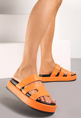 Cut-Out Design Slide Sandals -Orange
