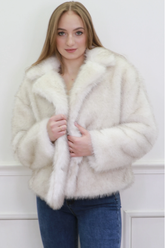 Luxury Faux Fur Jacket – Classic Short Style -Cream