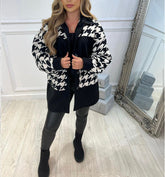 Two-tone Jacket Coat with buttons -Black/White