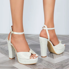 Pearl Muse Platform Heels -White
