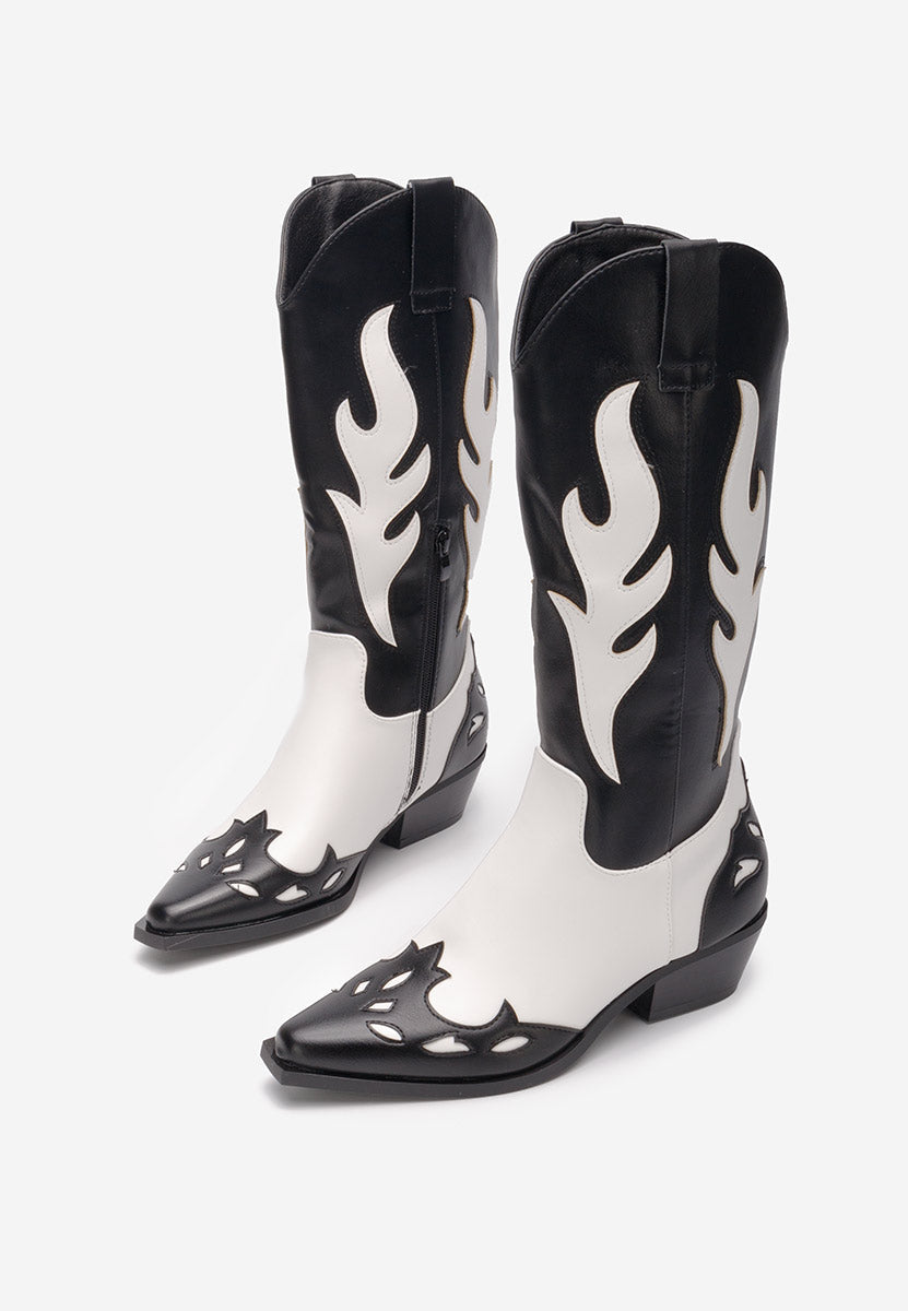 Two-Tone Cowboy Boots -Black