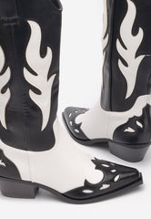 Two-Tone Cowboy Boots -Black