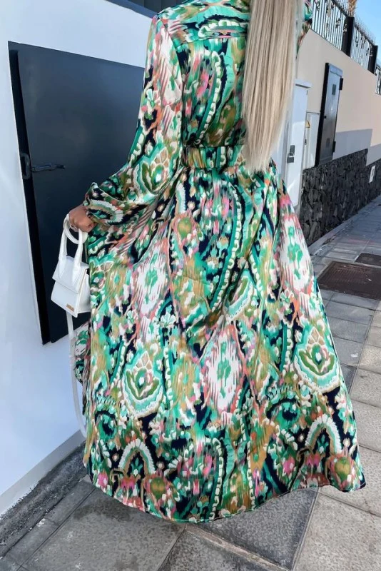 Printed Maxi Dress -Green