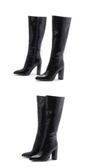 Croc Knee High Boots -Black