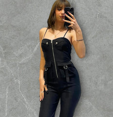 Cargo Jumpsuit -Black