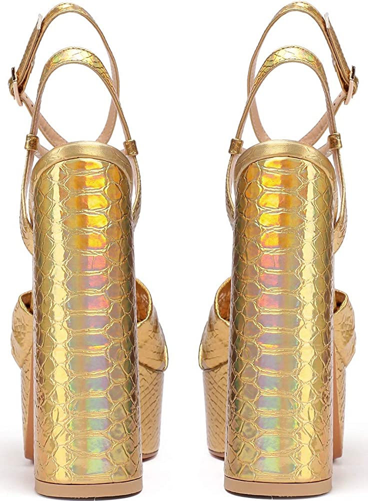 Chunky Heel Platform Pumps -Gold