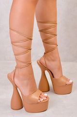 NORA FLARED HIGH HEELS PU -Mocha