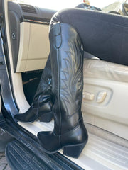 Cow Boy Long Boots -Black