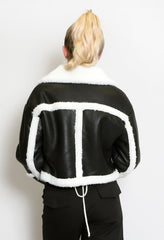 Aviator Jacket with Front Buckle Detail -Black