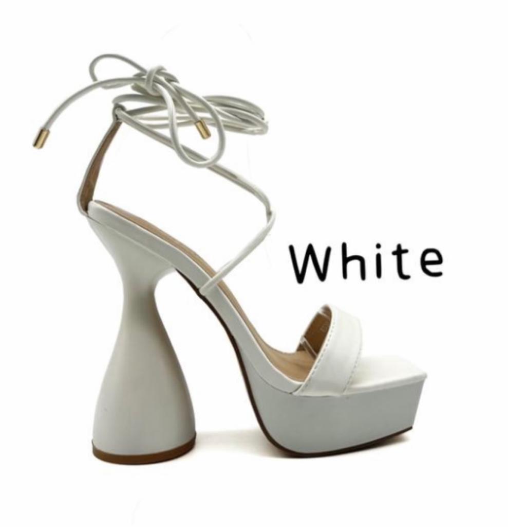 Lace Up Heels -White