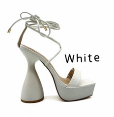 Lace Up Heels -White