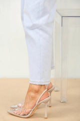 Diamante Detailed Perspex Slingback Heel -Nude