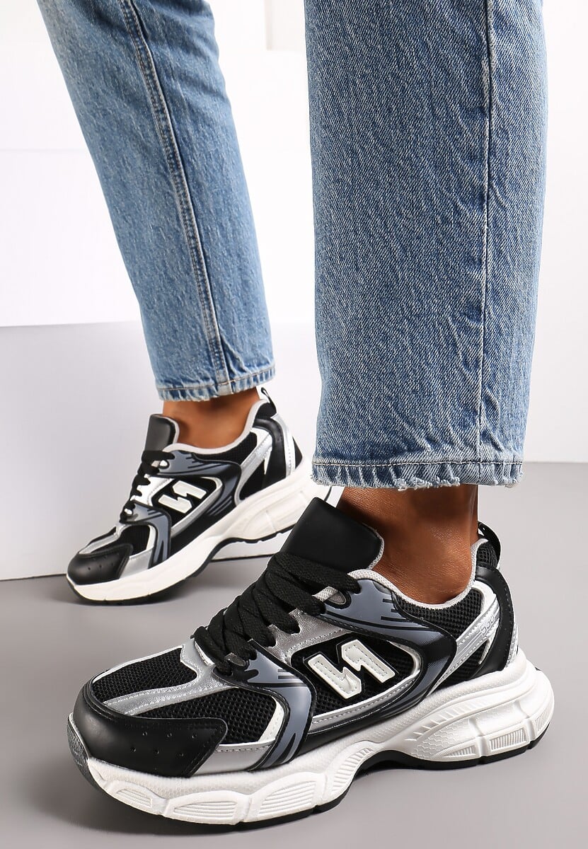 Chunky Comfortable Sneakers -Black\Silver