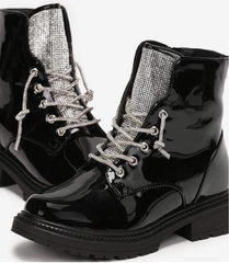 Kids: Ankle Boot with Rhinestone -Black