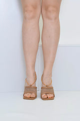 Mesh Chain Ankle Strap Mule Heels -Dark Mocha