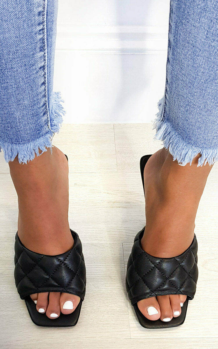 Quilted Mule Heels -Black