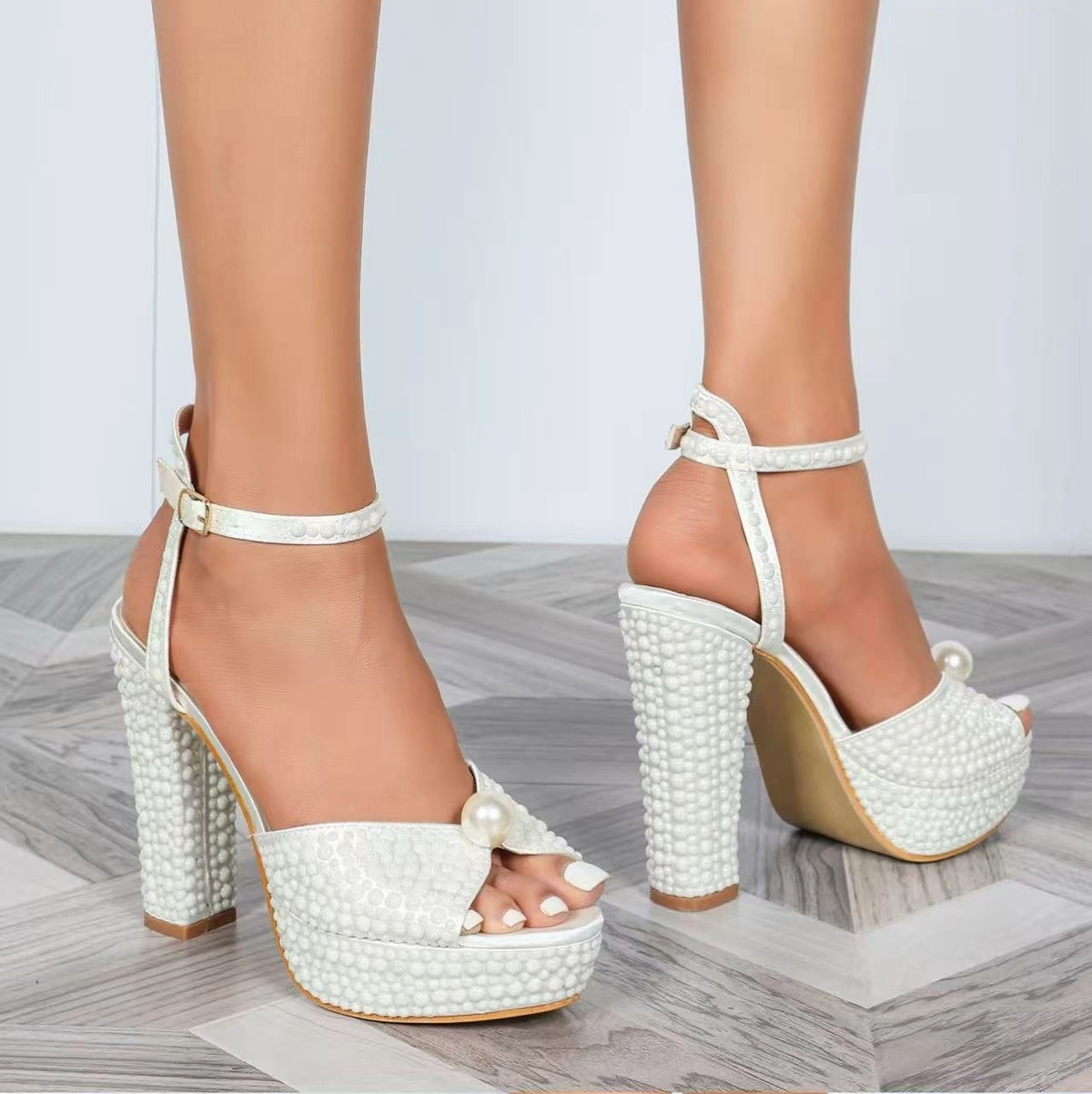 Pearl Muse Platform Heels -White